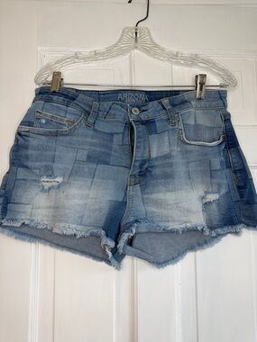 Arizona Jean Company Blue Patchwork Distressed Denim Shorts